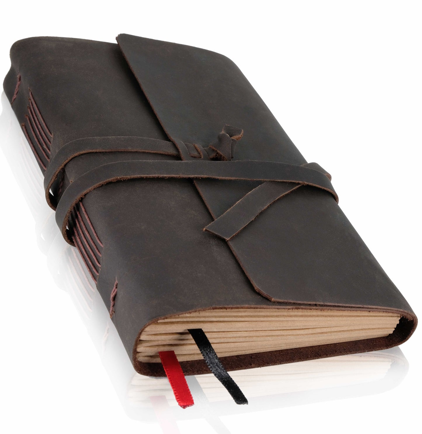 ThoughtSpace Journals - Handmade Leather Journal with Blank Paper (6x8)
