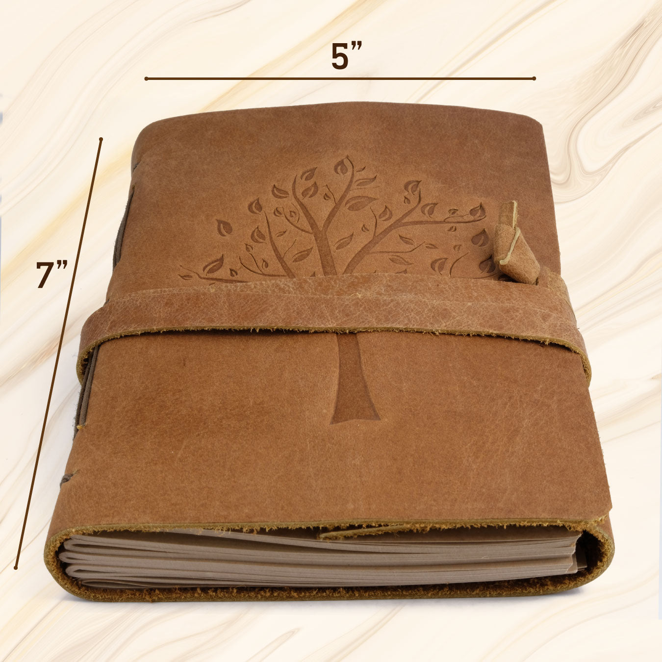 Leather Journal with Lined Pages - Tree of Life Leather Bound Writing Journal for Women and Men (5x7 in)