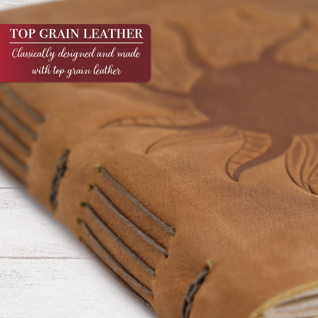 Vintage Leather Journal Sun & Moon - Daily Planner & Organizer