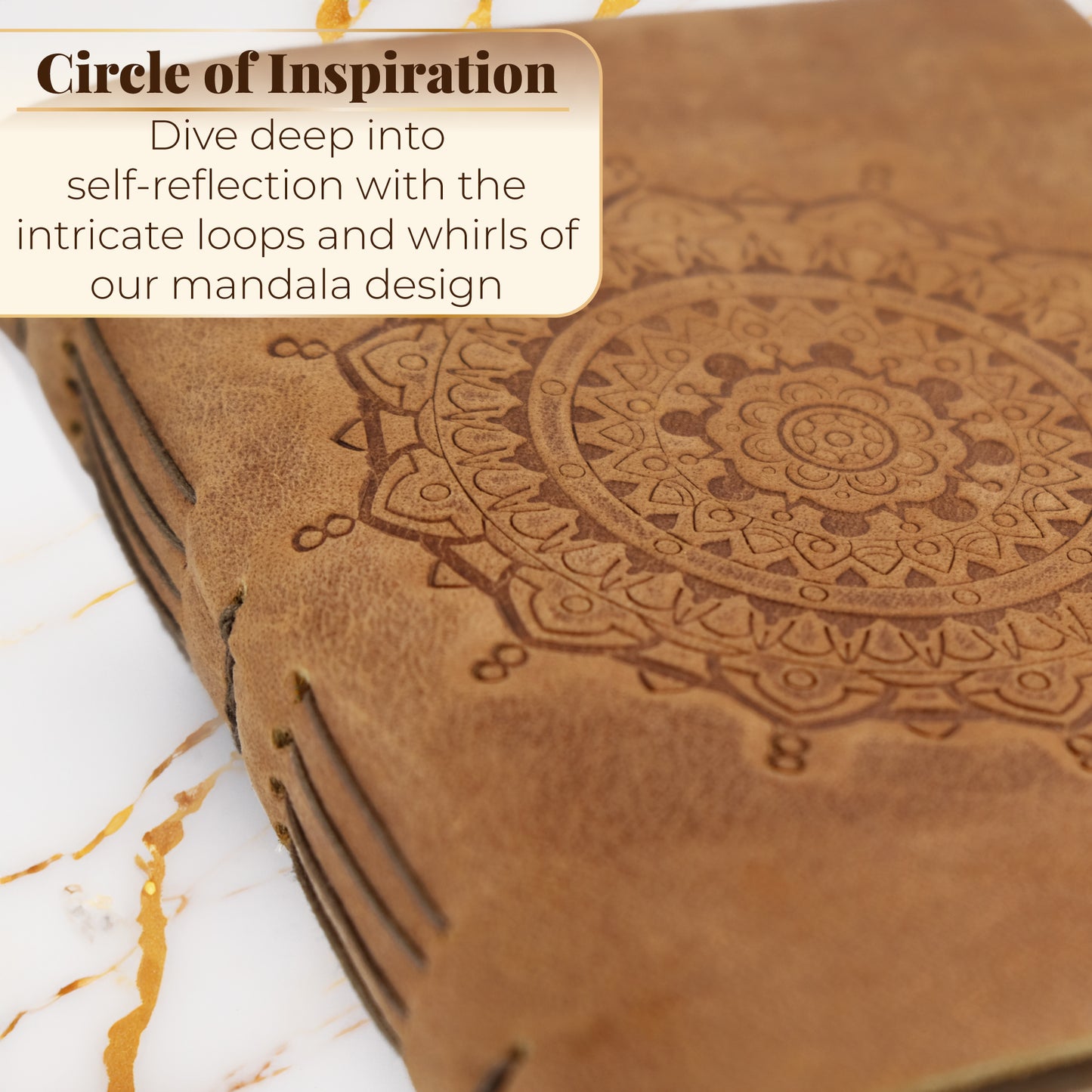 Leather Journal with Lined Pages - Mandala Leather Bound Writing Journal for Women and Men (5x7 in)