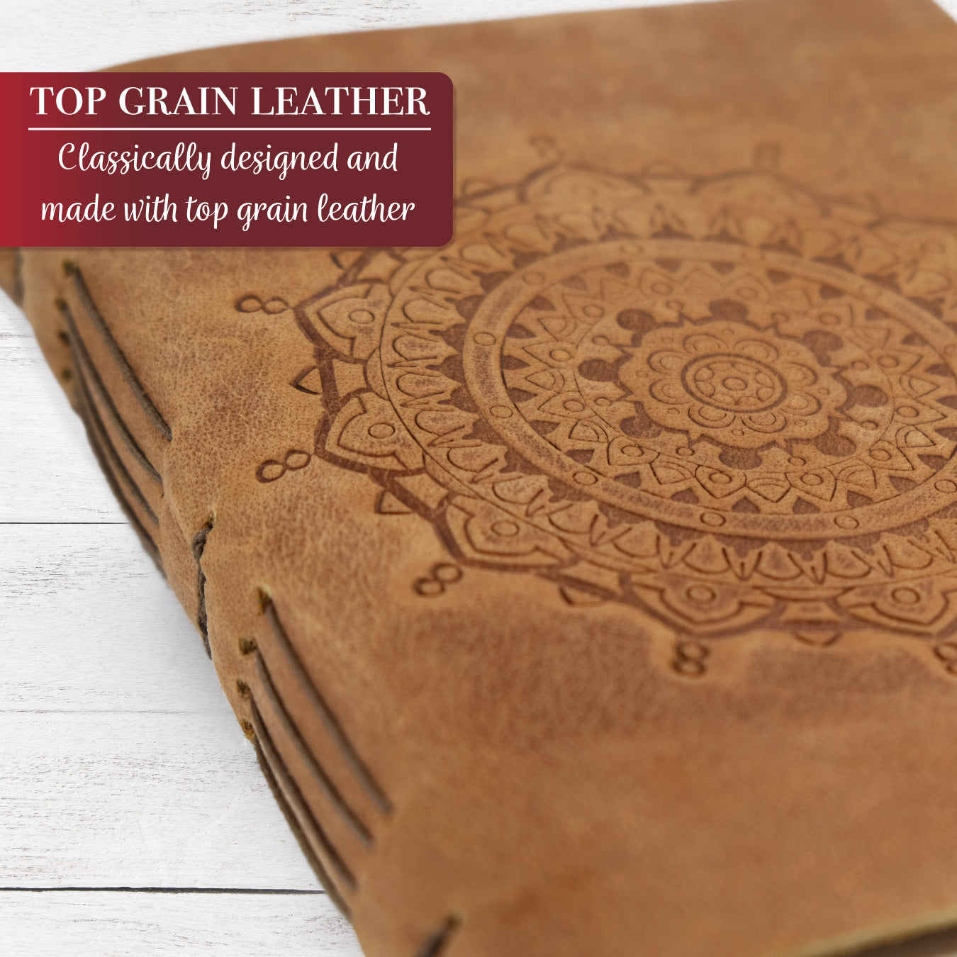 Leather Journal with Lined Pages - Mandala Leather Bound Writing Journal for Women and Men (5x7 in)