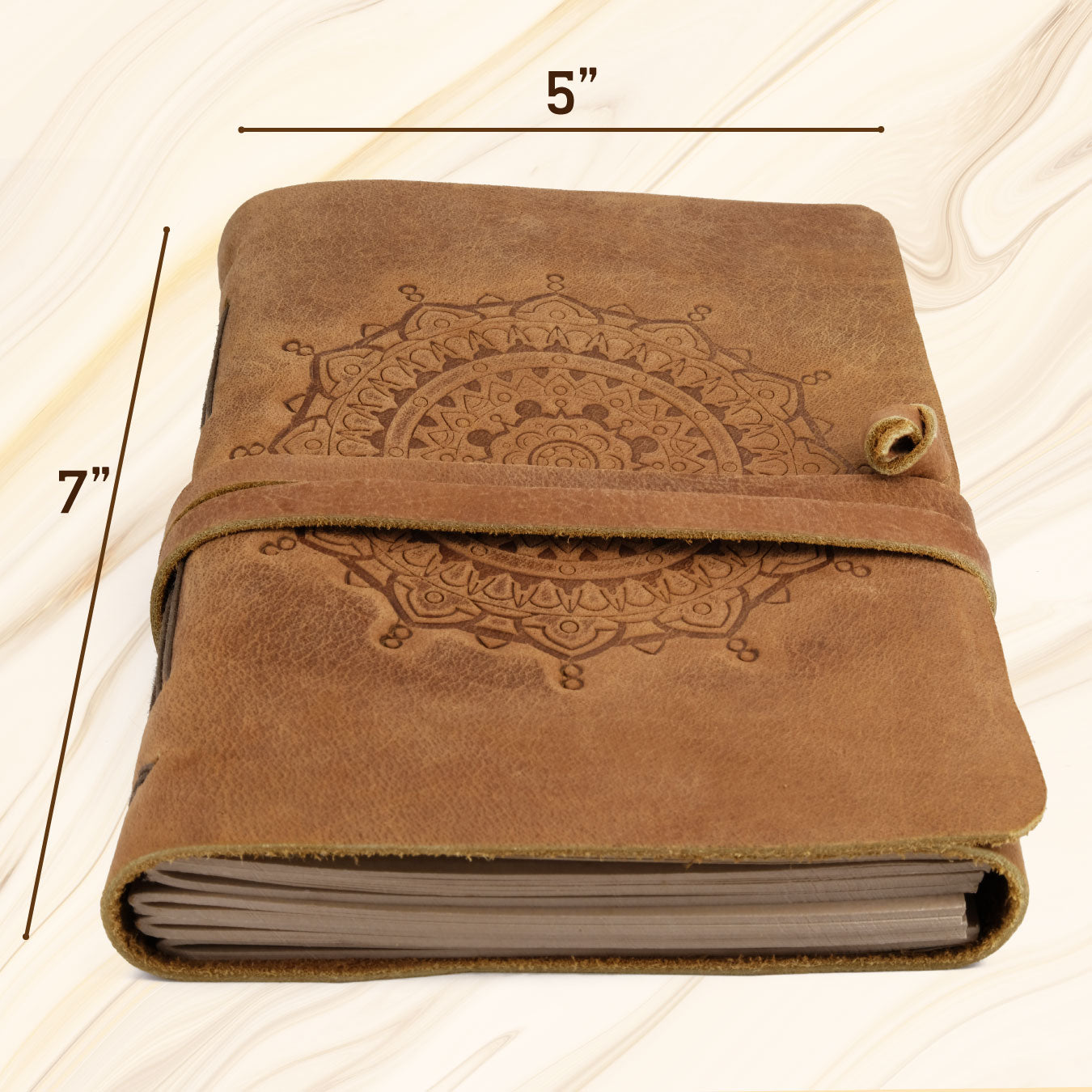 Leather Journal with Lined Pages - Mandala Leather Bound Writing Journal for Women and Men (5x7 in)