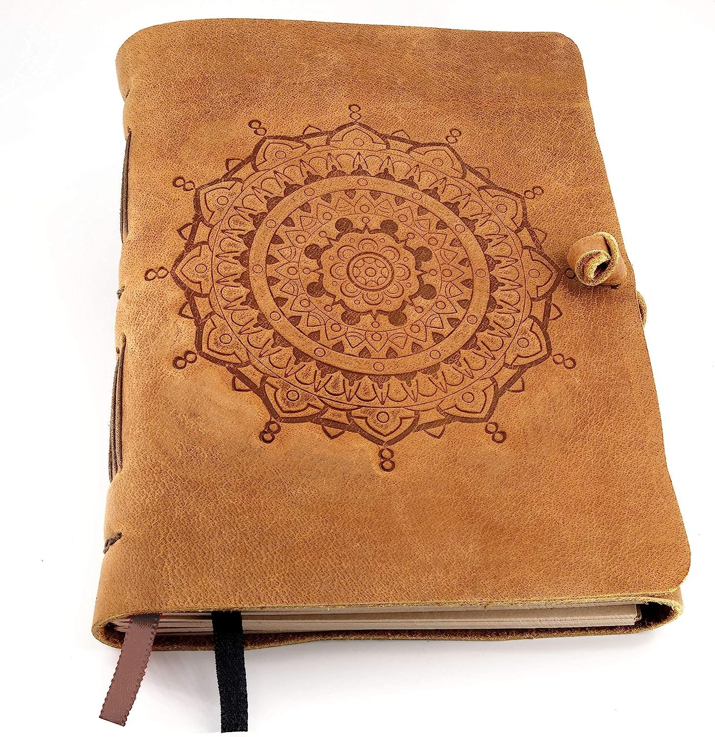 Leather Journal with Lined Pages - Mandala Leather Bound Writing Journal for Women and Men (5x7 in)