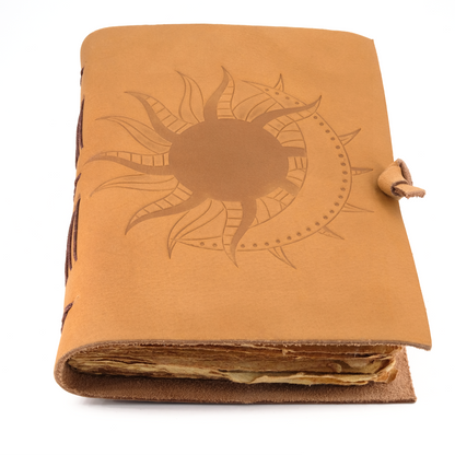 Vintage Leather Journal Sun & Moon - Daily Planner & Organizer